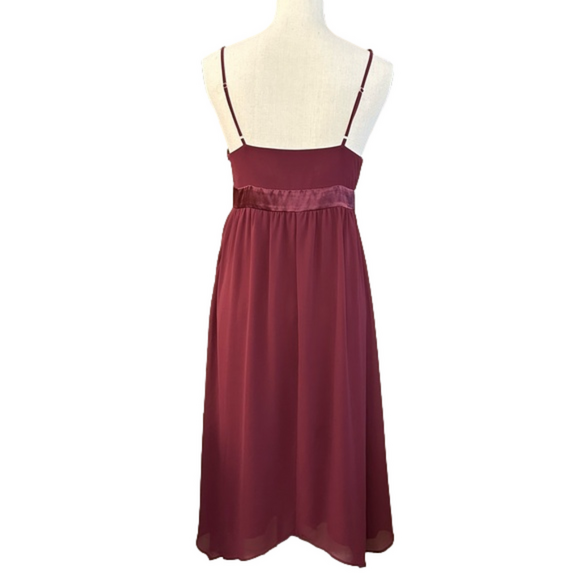 EUC ESPRIT Plum Chiffon Empire Waist Midi Dress Size 4 - Picture 3 of 9